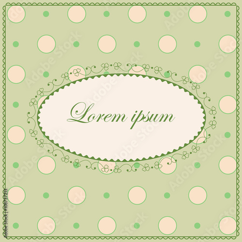 Background with polka dot and clovers vintage