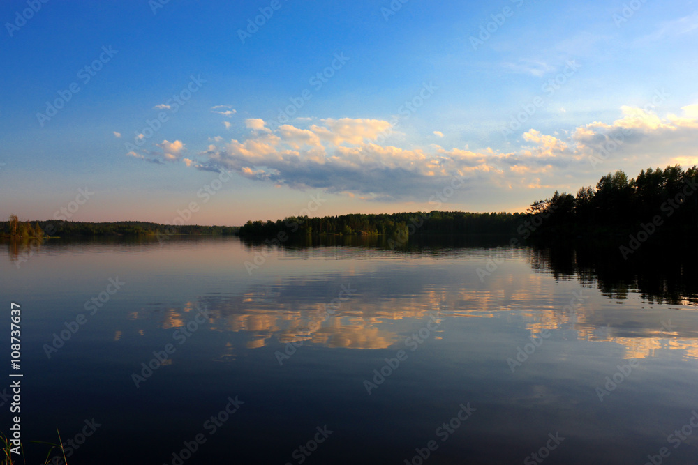 Quiet evening lake landscape Quiet evening lake landscape