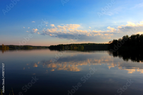 Quiet evening lake landscape
