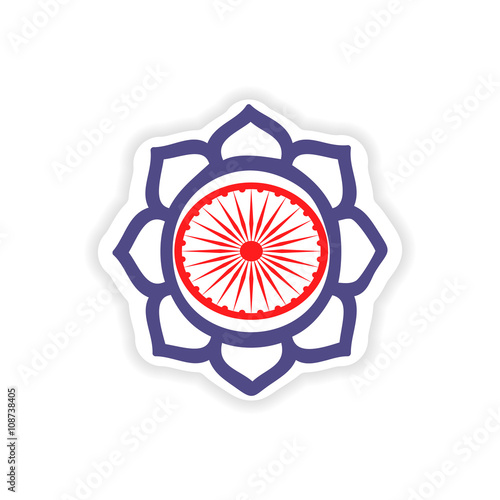 paper sticker Indian sign on white background