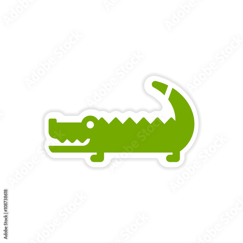 paper sticker Australian crocodile on white background