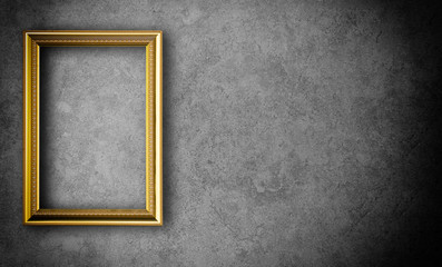 Gold vintage photo frame gray background