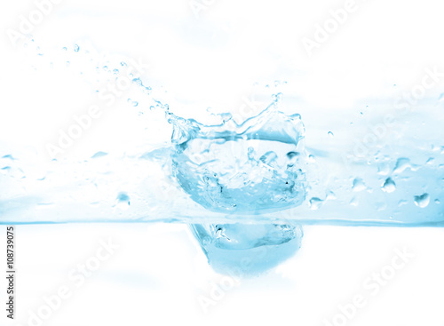 Water splash / Water splash on white background. Blue tone.