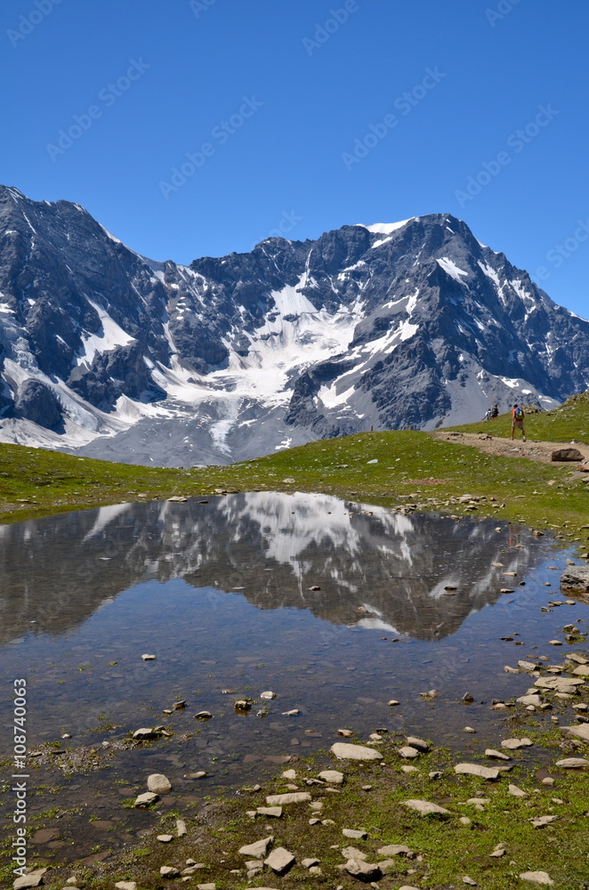 Alpine lake on the Ortles Massif, in South Tyrol, Italy