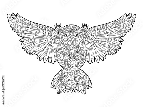 Owl coloring book for adults vector
