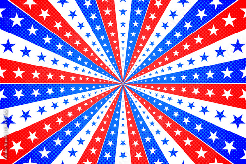American Background with Stars and Stripes in Red, White and Blue