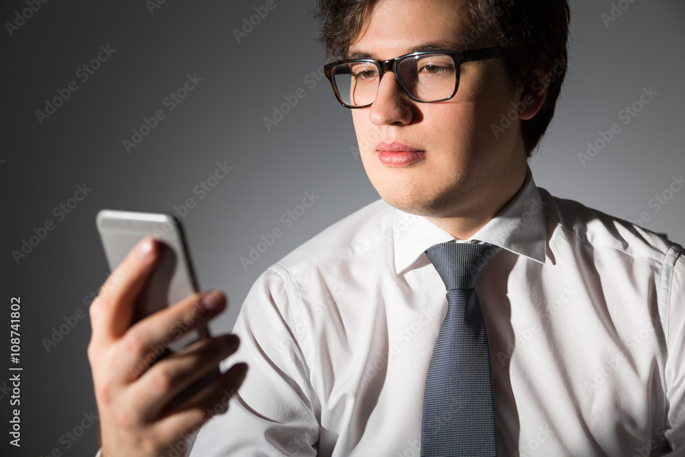 Looking at smartphone Looking at smartphone
