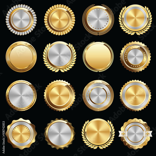 Set of Gold and Silver Certificate Seals and Badges
