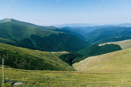 Fototapeta Naklejka Na Ścianę i Meble -  Green mountains, hills, travel, landscape