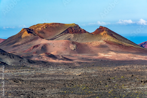 Amazing volcanic landscape of Lanzarote island, Timanfaya national park, Spain  photo