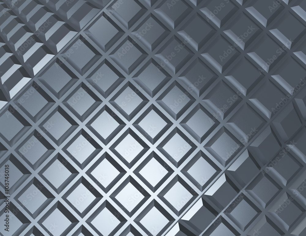 Dark metal silver checked pattern background with perspective