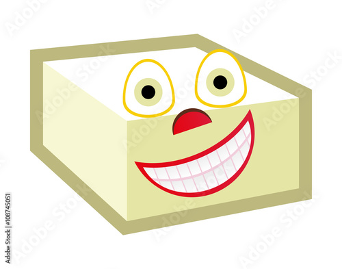 vector cartoon tofu with face photo