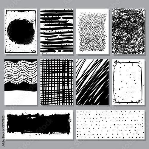 Abstract grunge textures collection. Striped textures. Vintage hand drawn backgrounds. Vector illustration set