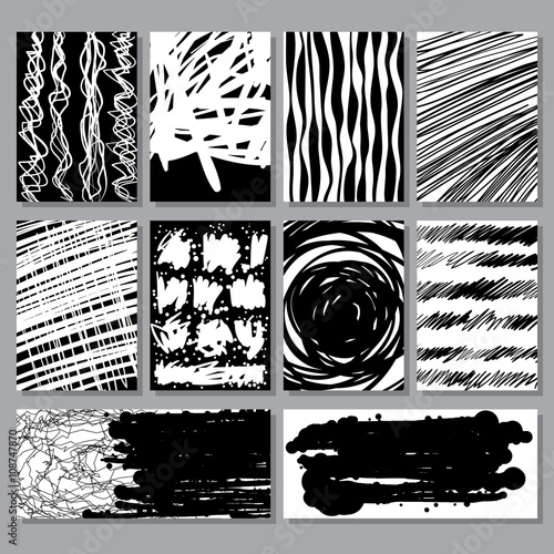 Abstract grunge textures collection. Striped textures. Vintage hand drawn backgrounds. Vector illustration set