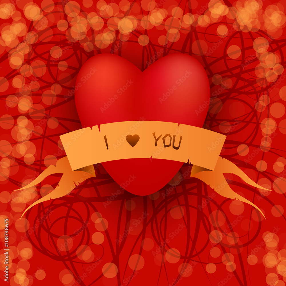 Heart with banner. Love. Happy valentines day card. Romantic. Wedding. Vector illustration Heart with banner. Love. Happy valentines day card. Romantic. Wedding. Vector illustration