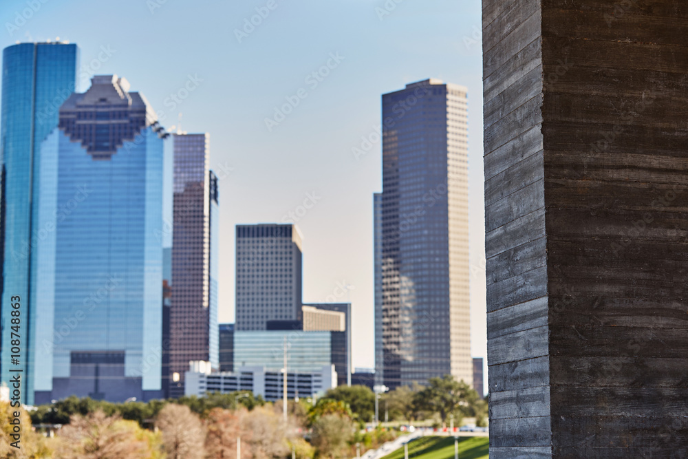 Houston city skyline from west Texas US