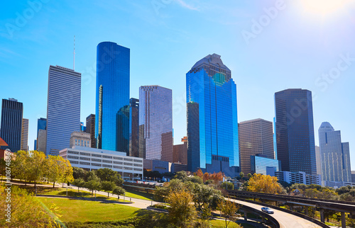 Houston city skyline from west Texas US