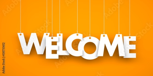 Word WELCOME hanging on the ropes