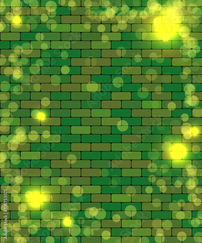 Green brick wall vector illustration