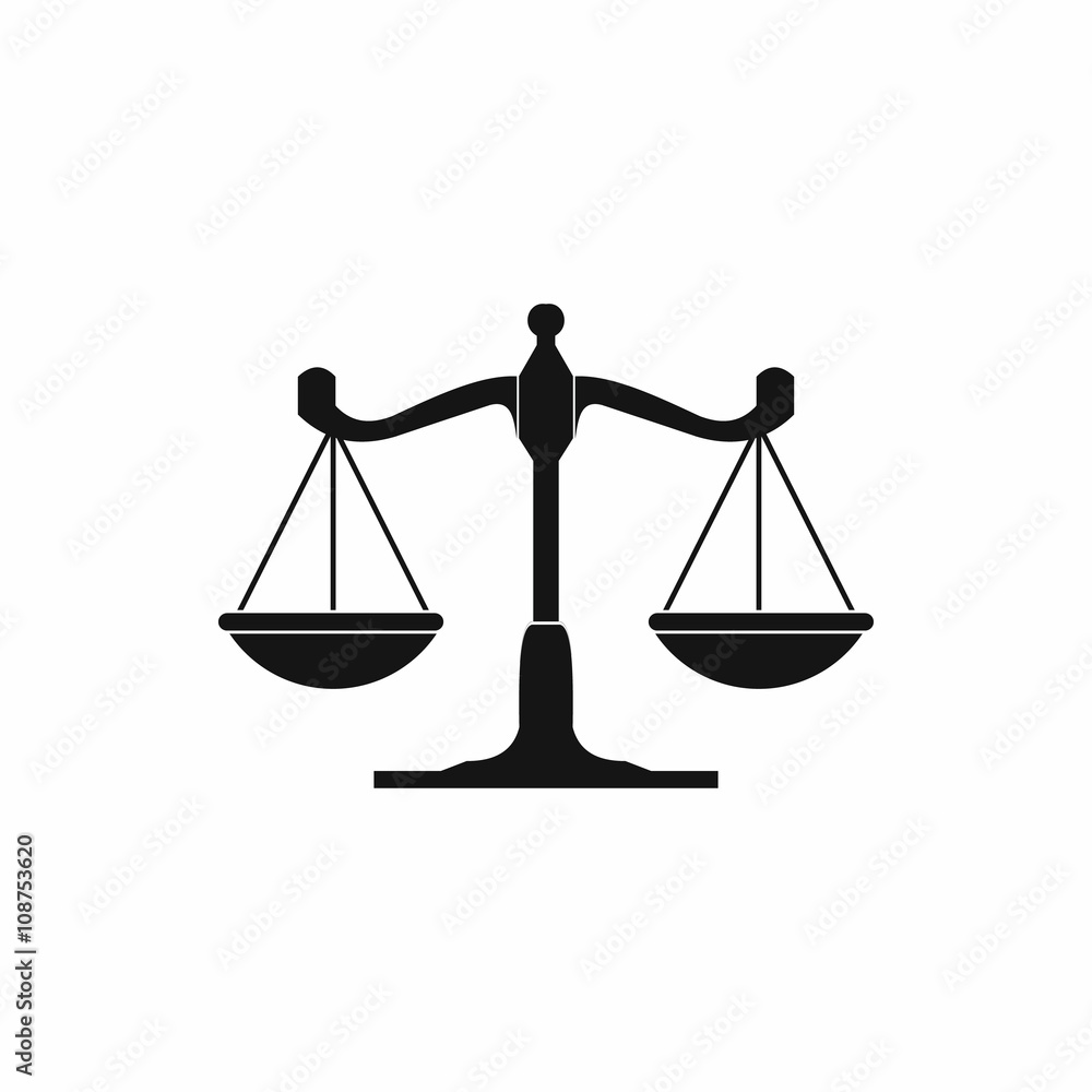 Scales of justice icon, simple style Scales of justice icon, simple style