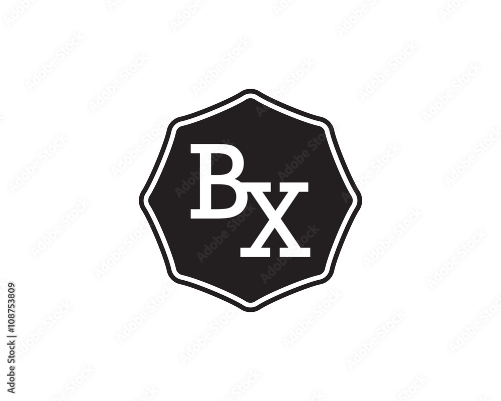 Obraz premium BX retro initial monogram letter logo. vintage label typography.