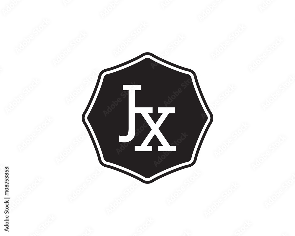 Obraz premium JX retro initial monogram letter logo. vintage label typography.