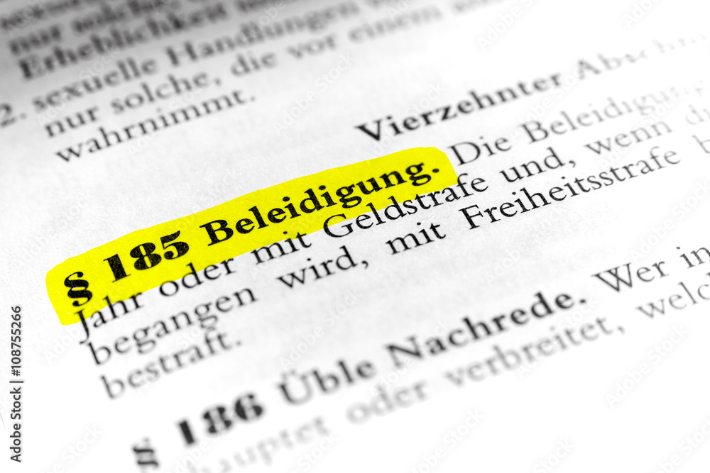 Definition Beleidigung 185 Stgb § 185 StGB Beleidigung foto de Stock | Adobe Stock