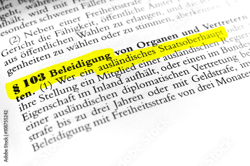 § 103 StGB Beleidigung von Organen und Vertretern ausländischer Staaten photo