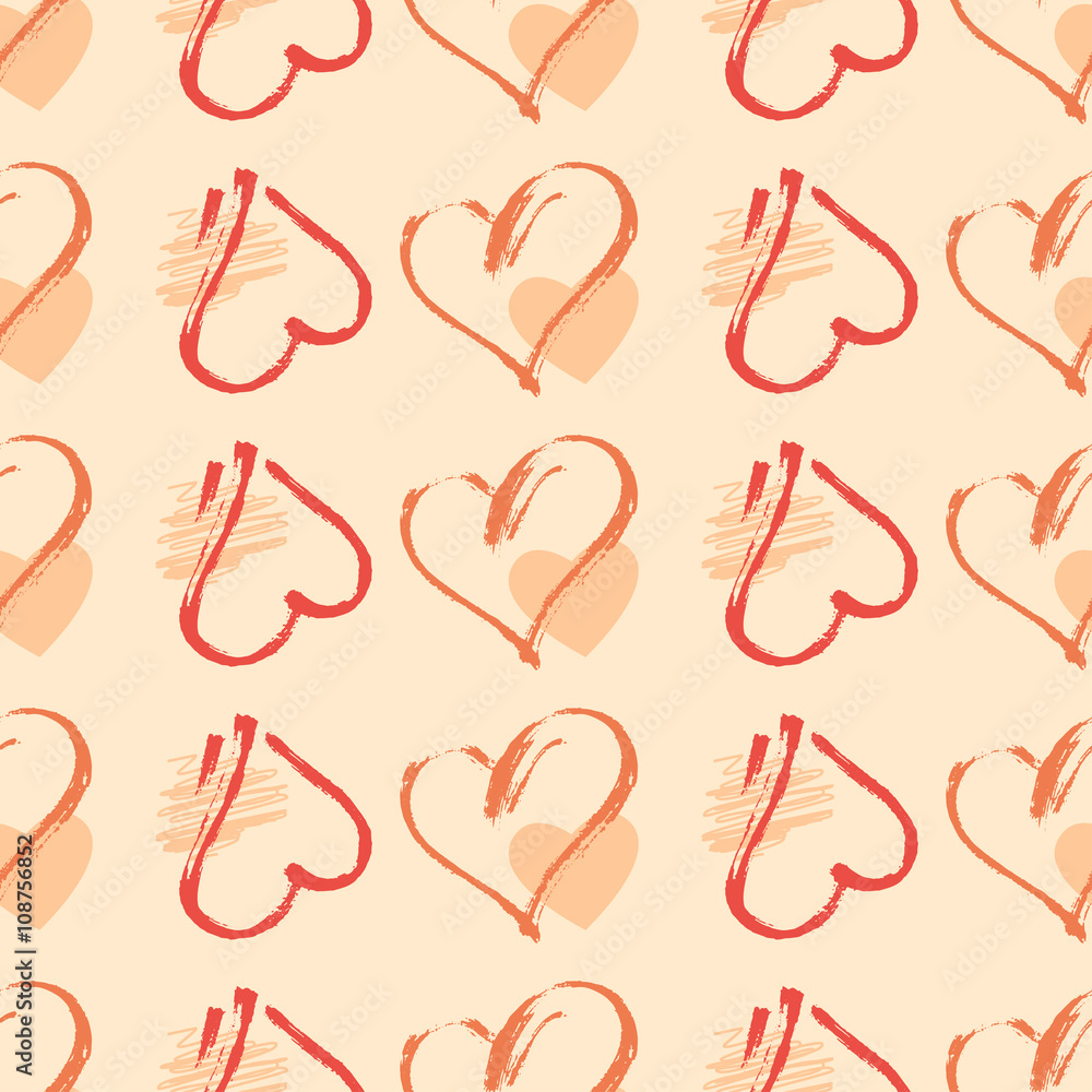 Obraz premium Vector seamless pattern with watercolor heart.