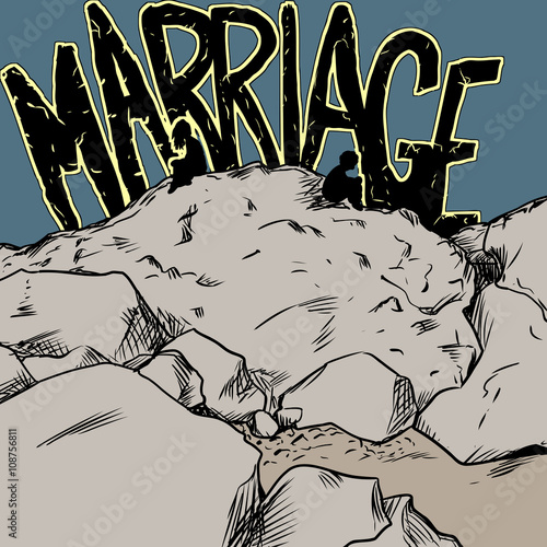 Marriage on the rocks with couple
