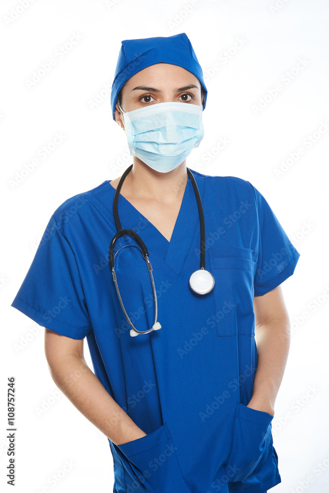 standing nurse in mask standing nurse in mask