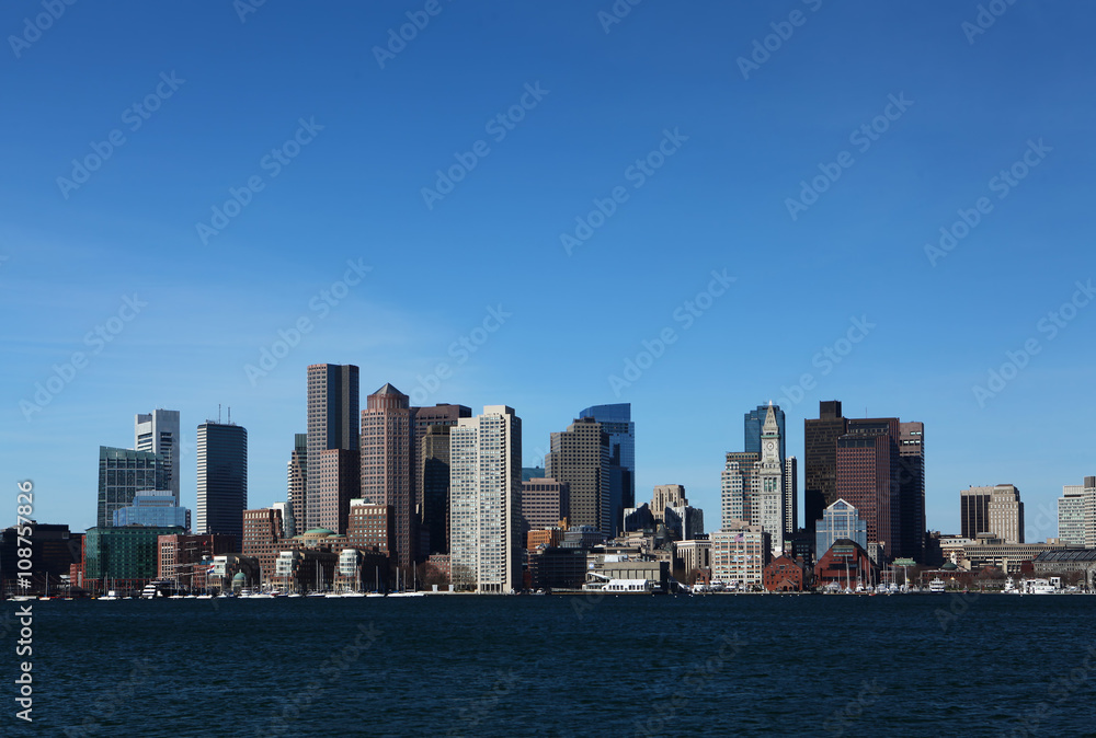 Boston, Massachusetts skyline on a sunny day