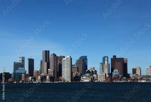 Boston  Massachusetts skyline on a sunny day