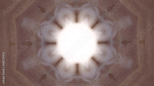 Wood and fog background with kaleidoscope star filter photo