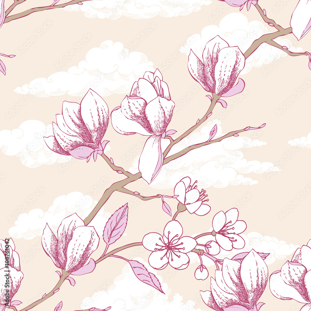 Seamless pattern with magnolia Seamless pattern with magnolia