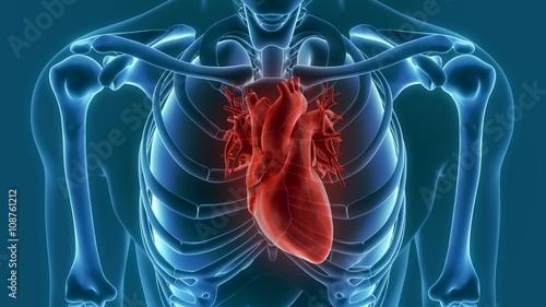 human heart pain 3d rendering