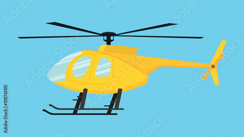 yellow helicopter isolated with blue background