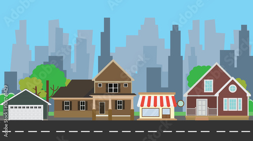 urban house with some home beside road