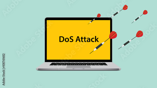 ddos dos denial of service attack with laptop attacked photo