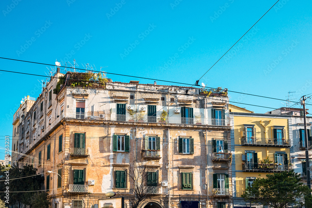 Fototapeta premium Street view of old town in Naples city, italy Europe