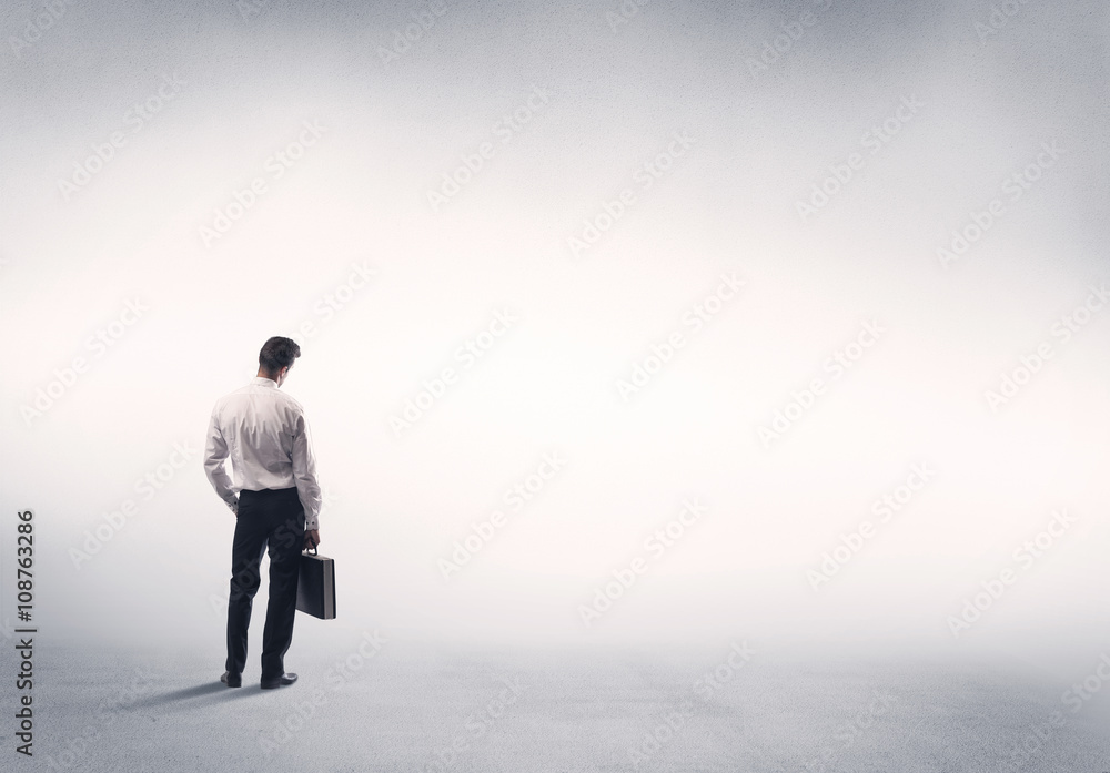 Sales person with empty white background Sales person with empty white background
