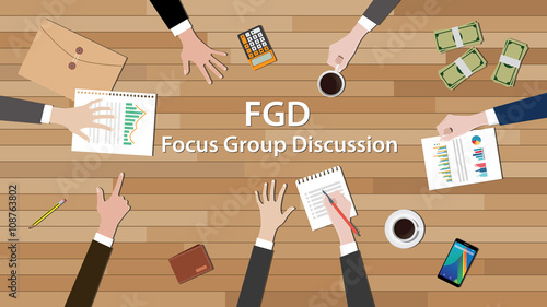 fgd focus group discussion team work together on wood table