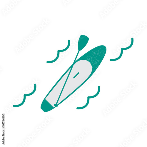 Stylized icon of a colored stand up paddling