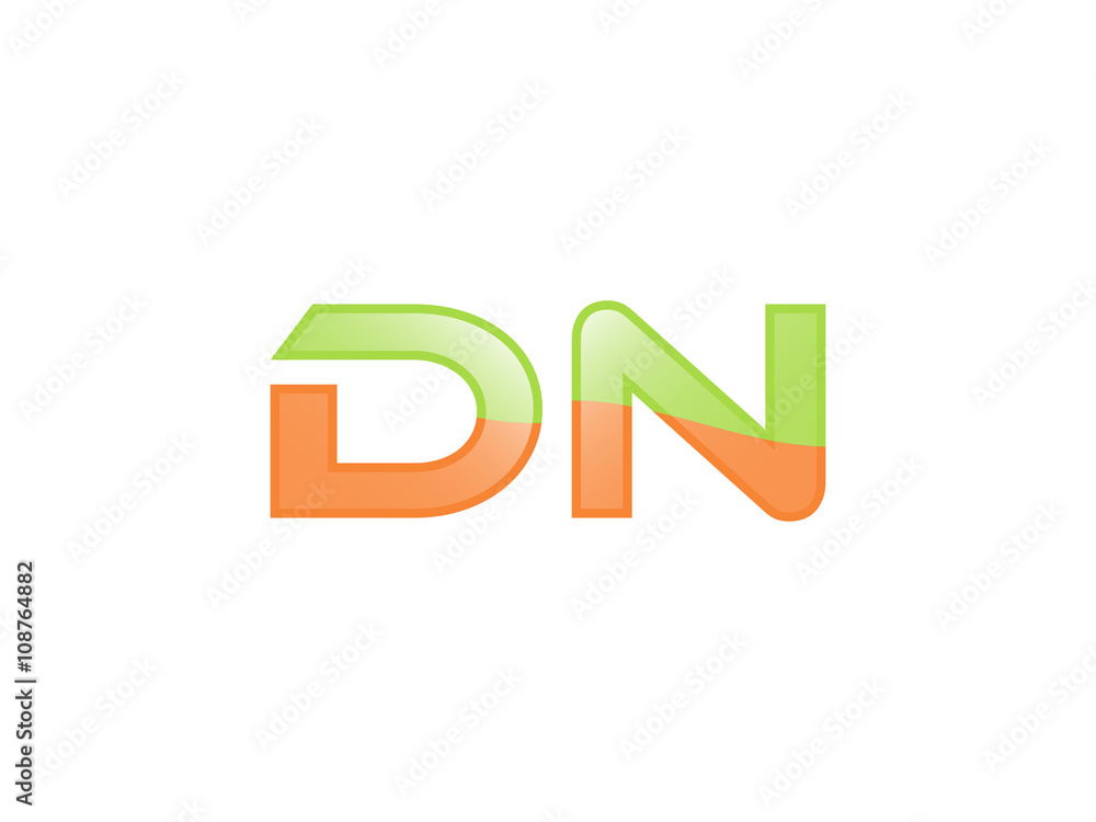 Green Orange shiny DN letters Green Orange shiny DN letters