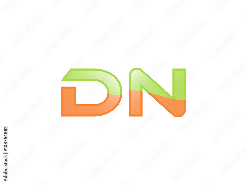 Green Orange shiny DN letters