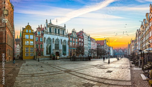 Old town of Gdansk with in the morning, Poland. photo