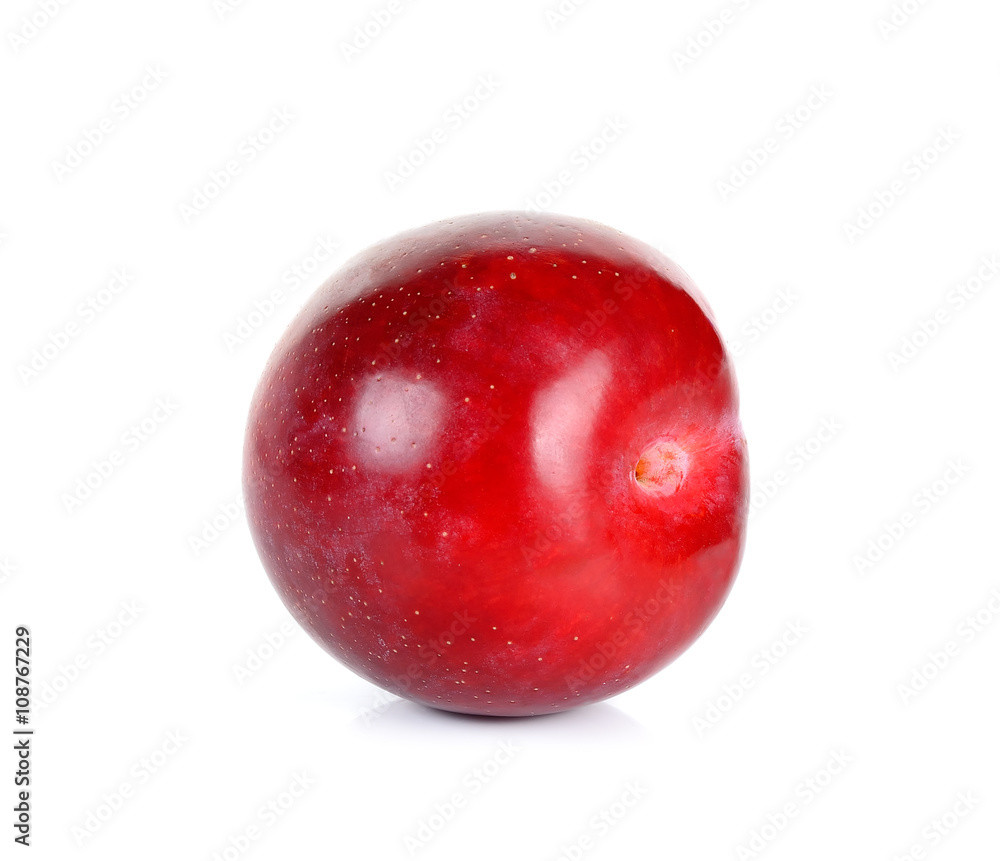 Red plum fruit isolated on white background Red plum fruit isolated on white background
