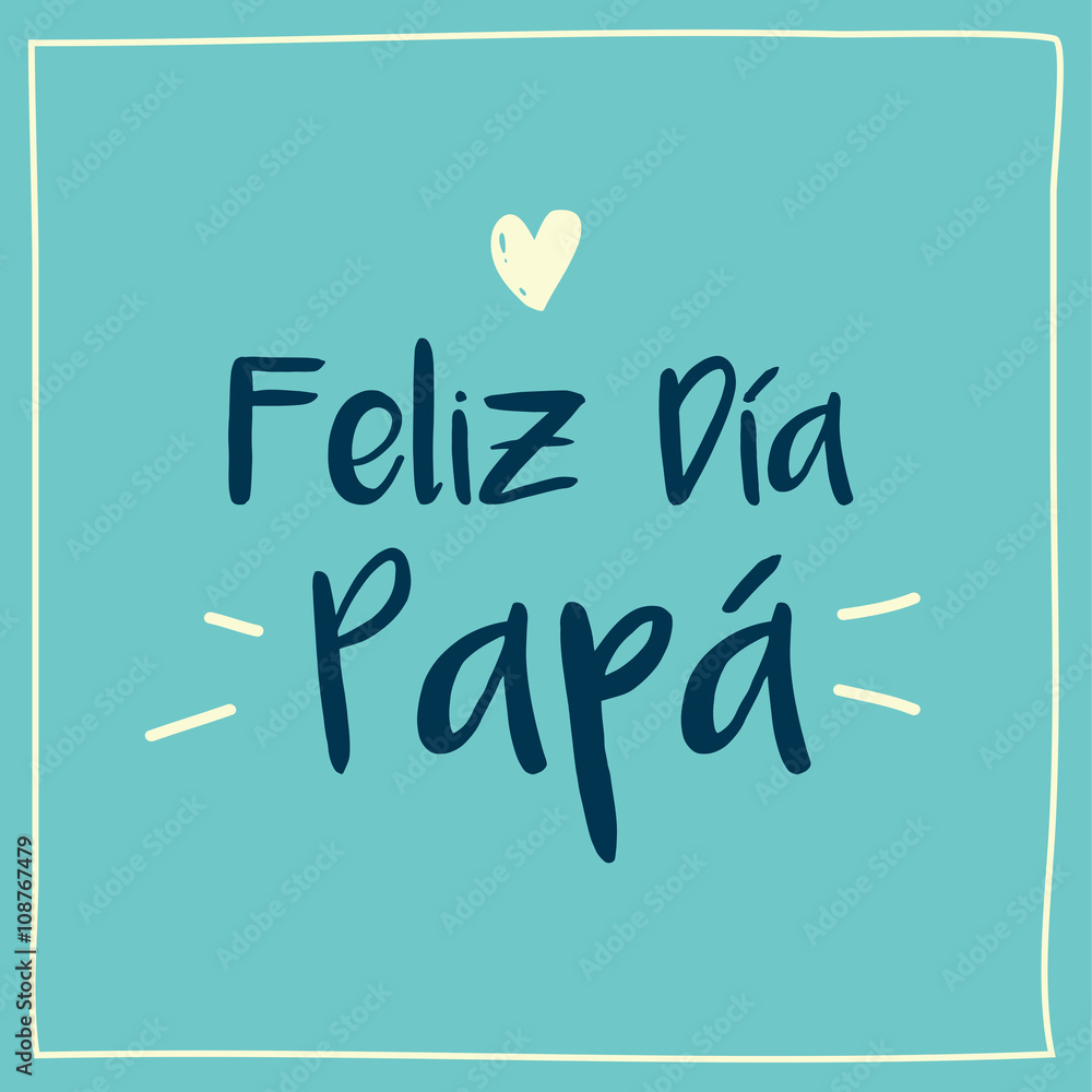 Fathers day card, icon heart. Spanish version Stock Vector | Adobe Stock