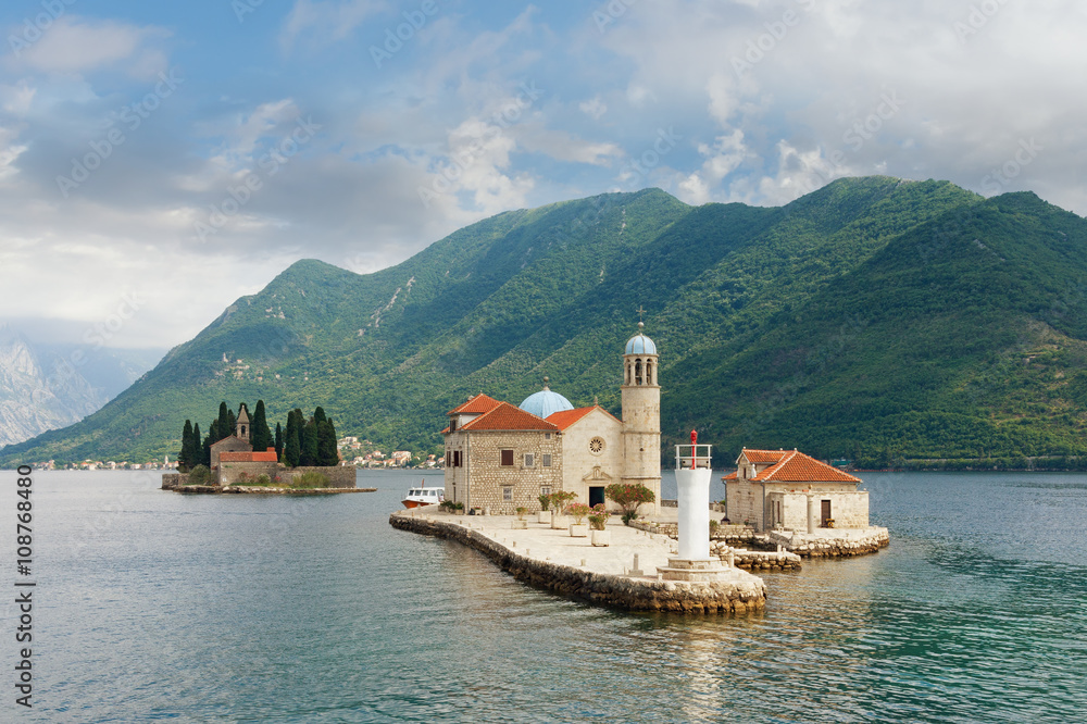 Two islets off the coast of Perast in Bay of Kotor, Montenegro