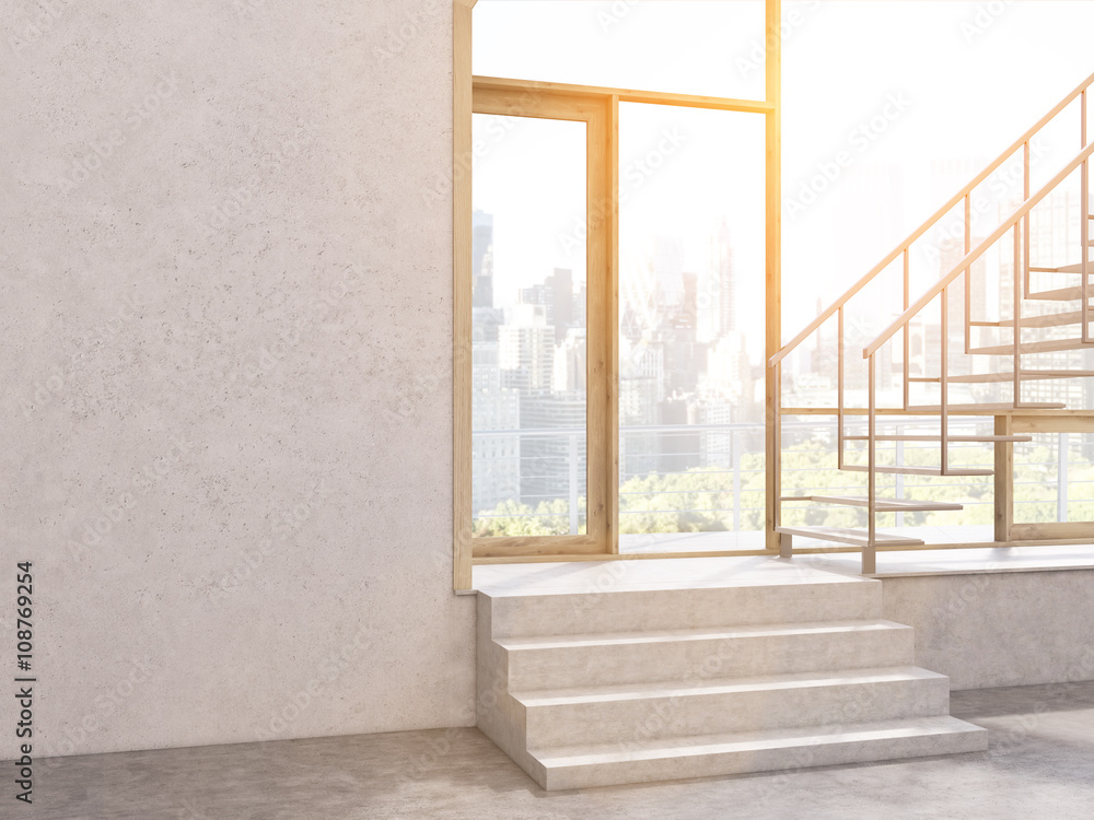 Concrete interior stairs blank wall Concrete interior stairs blank wall